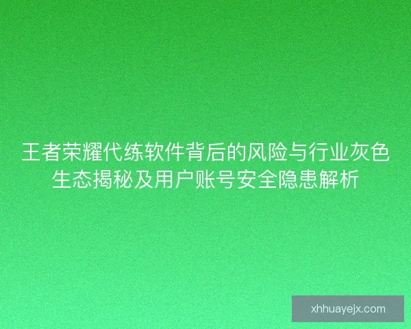 王者荣耀代练软件背后的风险与行业灰色生态揭秘及用户账号安全隐患解析